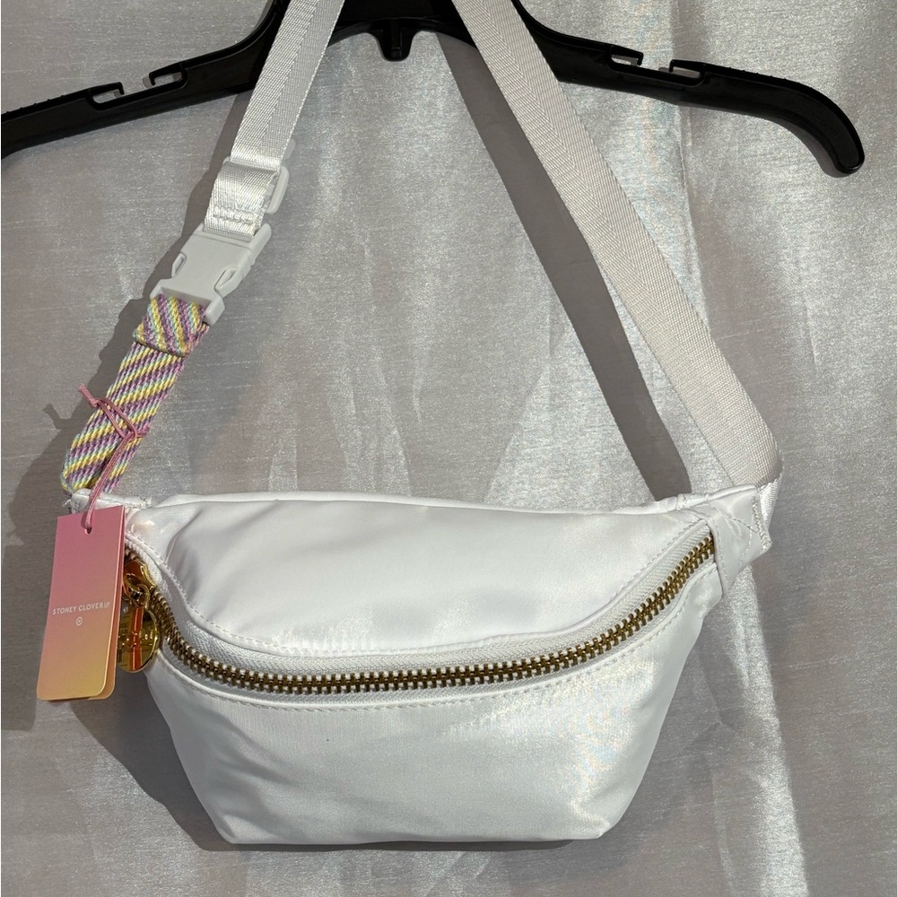 Stoney Clover Lane White Crossbody Belt Bag with Gold Hardware